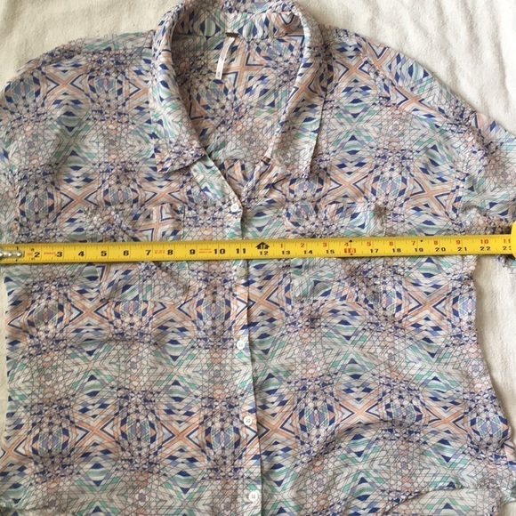 Free People easy Rider Geo Semi sheer Printed button Up Top - Picture 6 of 8